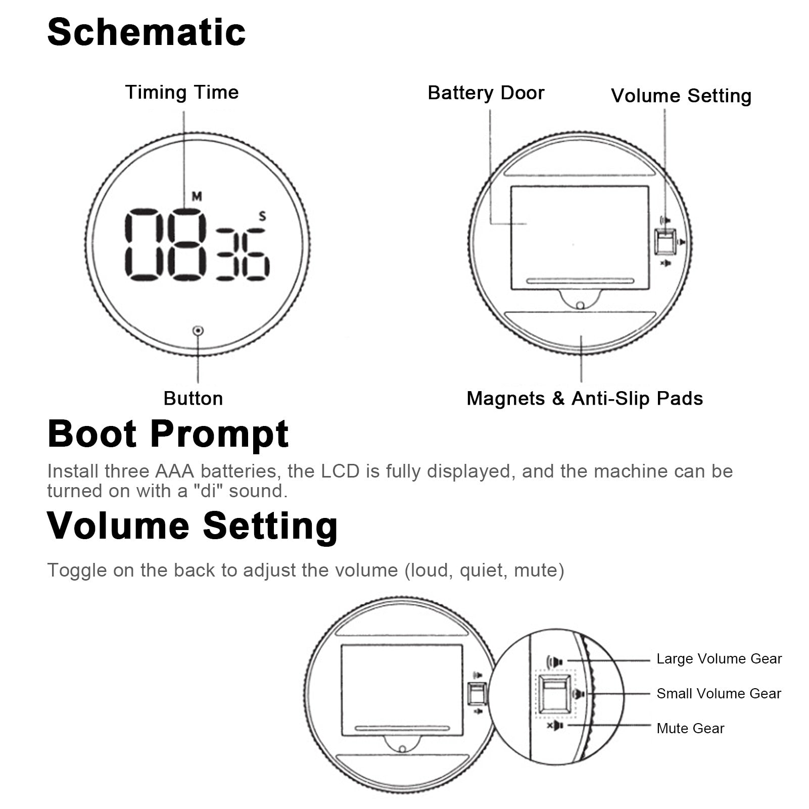 Magnetic Digital Timer Stopwatch